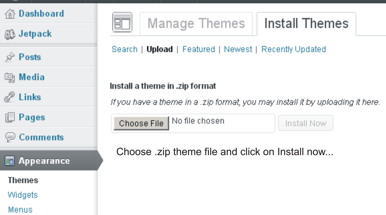 Installing Theme using Theme Uploader