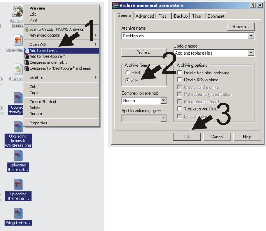 Moving images into zip file